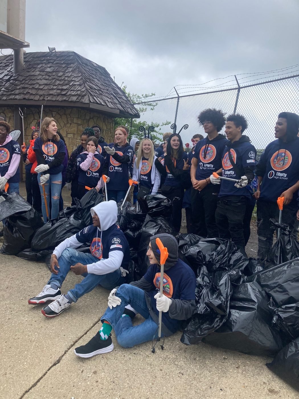 Volunteers after a neighborhood clean-up